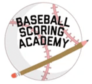 A baseball with the words " baseball scoring academy ".